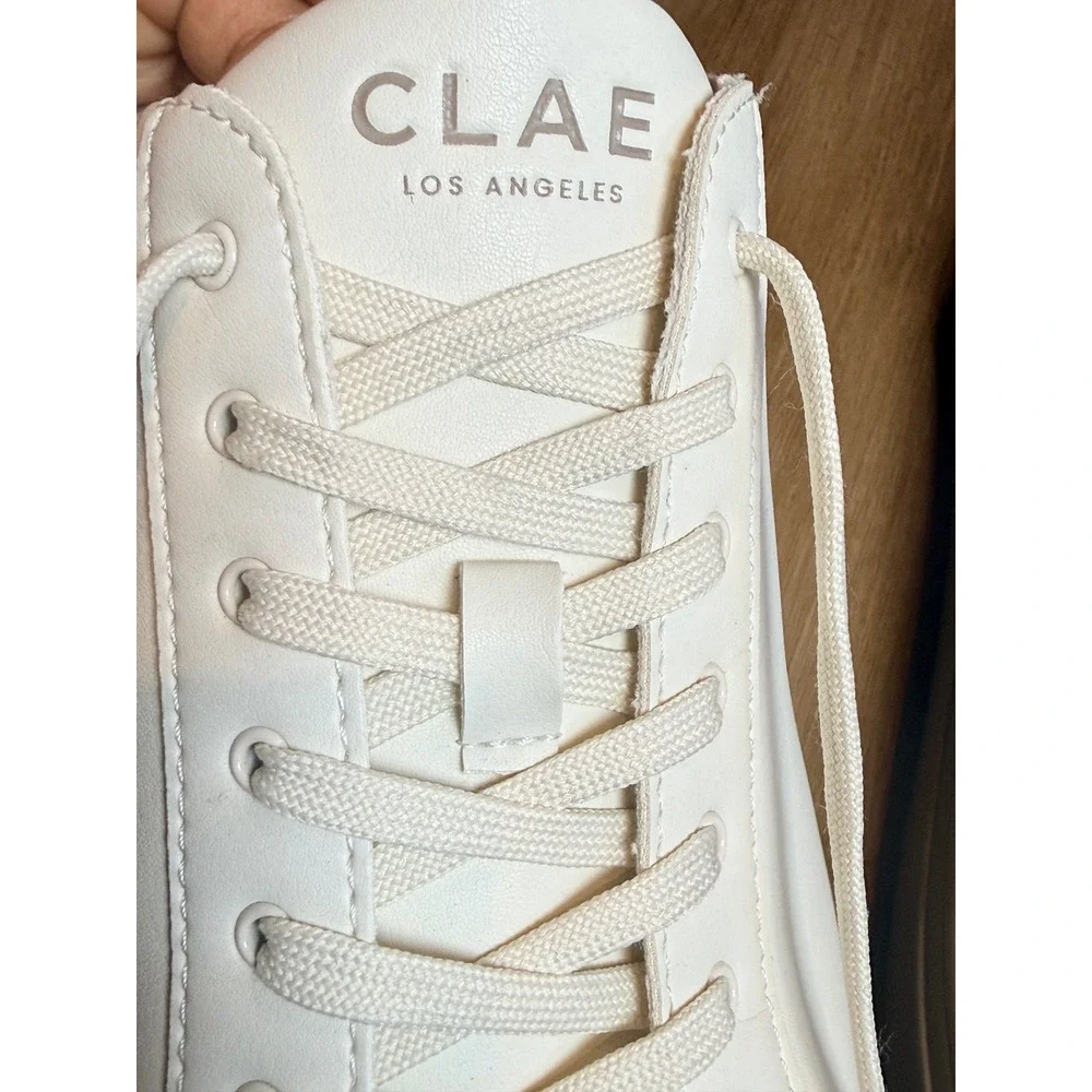 CLAE Bradley White Vegan Leather Sneakers Mens 11.5 Low Top Shoes w/ defect